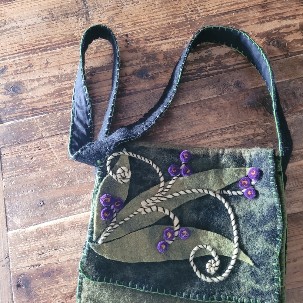 Woman's Rising Tide wool purse green